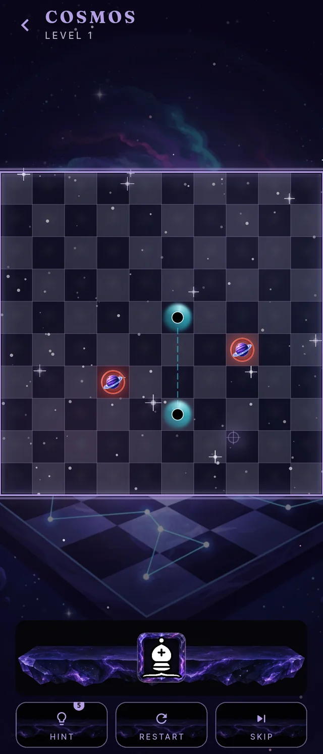A beam passing through a portal pair on a Cosmos board
