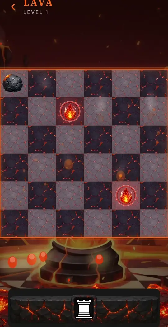 A rook slides past the boulder and lights both flames at once